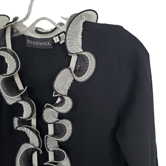 Talk of the Walk Boutique Size S Jacket Light Knit Ruffle Frilly Flyaway Duster - Picture 8 of 12